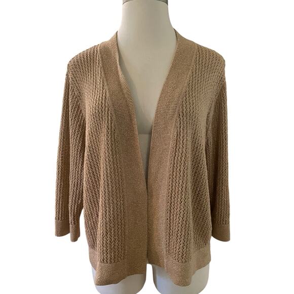 2x Open Knit Cardigan Gold Metallic Nipon Boutique - Picture 1 of 7